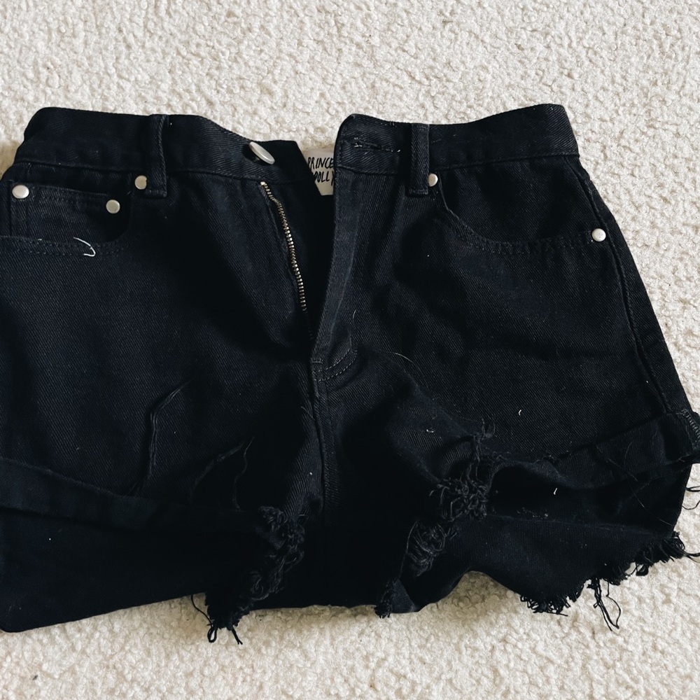 Black denim shorts